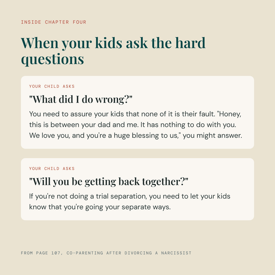 Two questions children ask and the book's suggested answers, from page 107