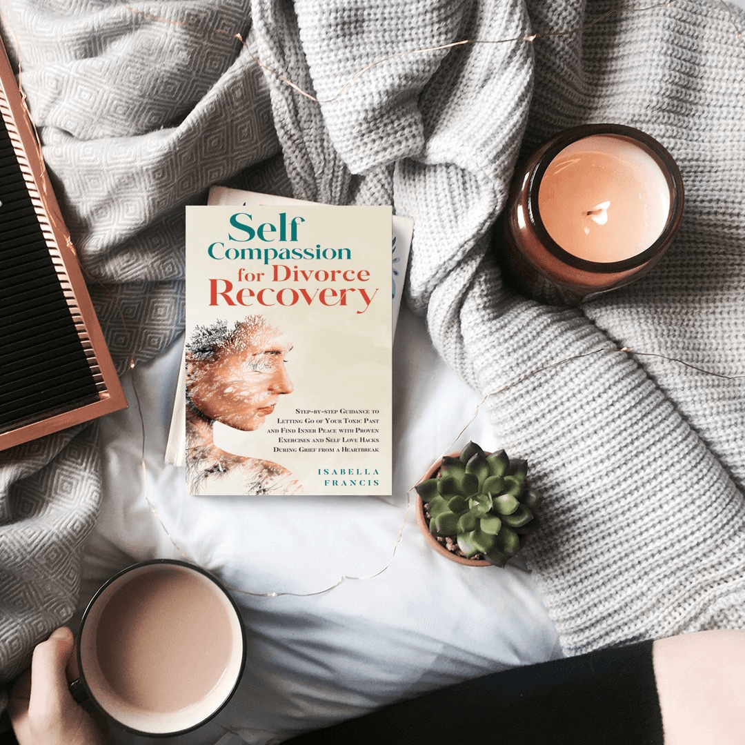 The book on a bed with tea and a candle