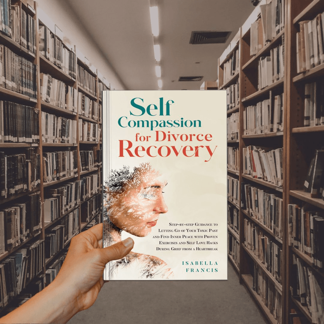 The book held up in a library aisle